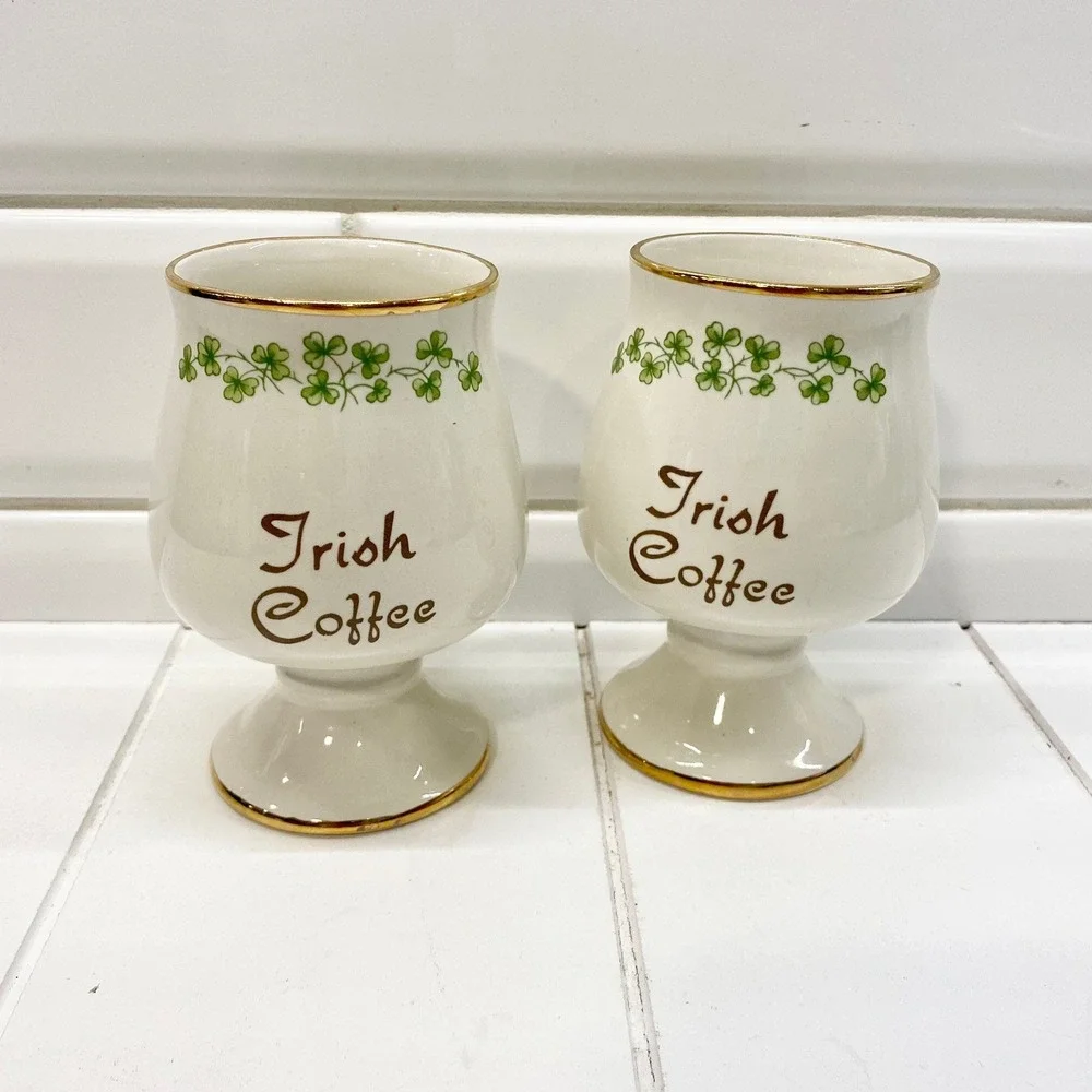 Vintage Carrigcraft Ceramic Irish Coffee Cup, Shamrock St Patrick's Day‎ Decor